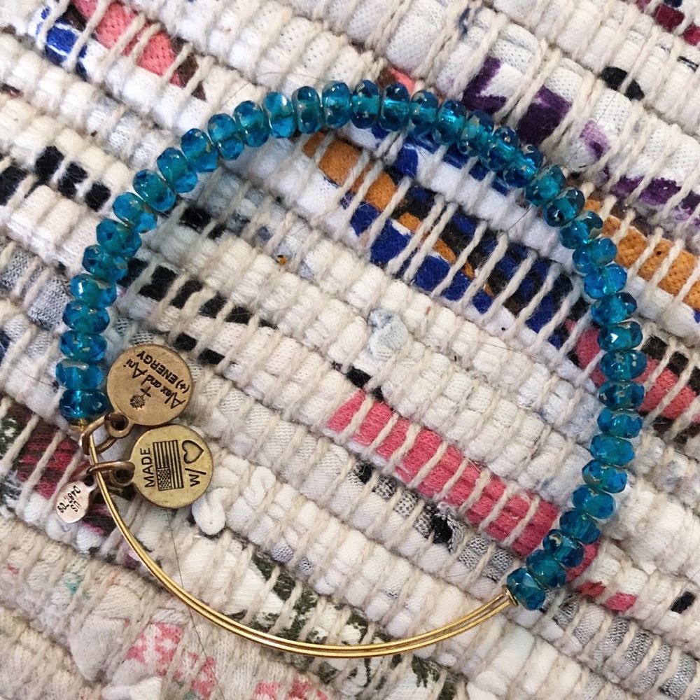ALEX AND ANI beaded blue and gold bangle